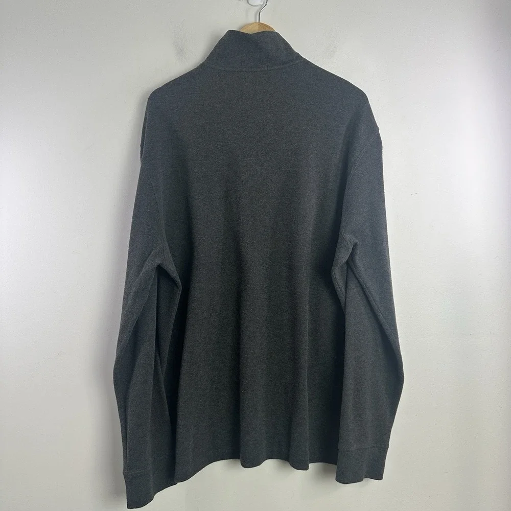 Polo Ralph Lauren Sweater Mens XL Charcoal 1/4 Zip Mock Neck Estate Rib Pullover